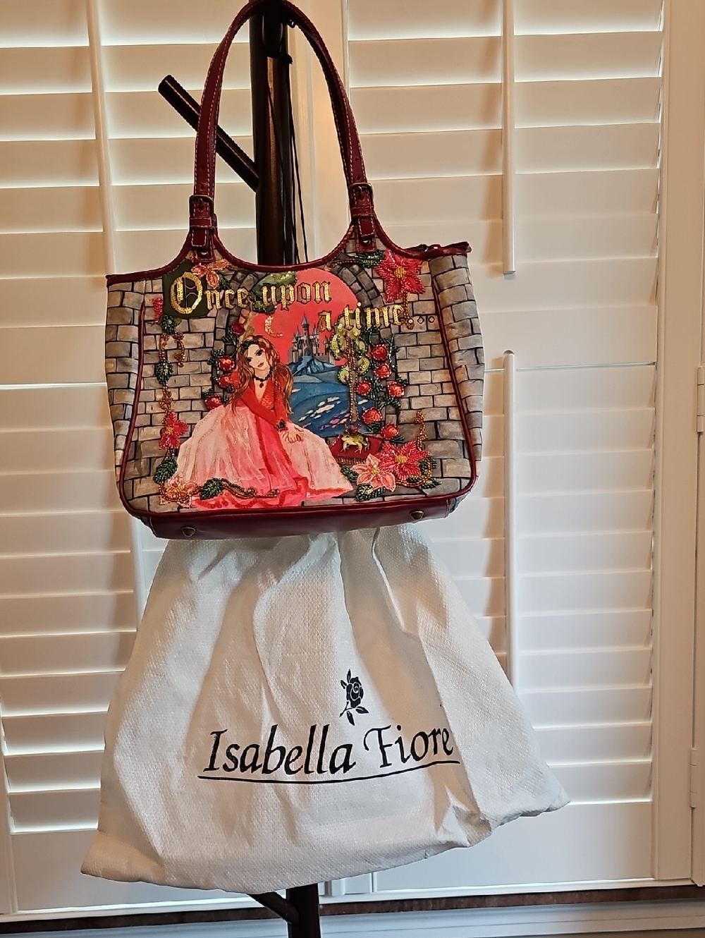 Isabella Fiore Rare Once Upon A Time Red Illustrated Tote Bag - Picture 6 of 12